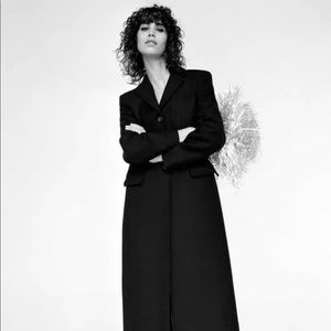 Zara Tailored Long Peacoat Black Size Small